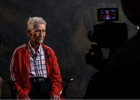 102 year old veteran Justino De Lara during his oral history interview.